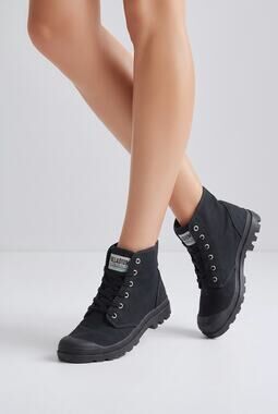Palladium Pampa Cotton Canvas Hi Boots Men Sz 7.5 Womens Sz 9 Black Rugged Soles